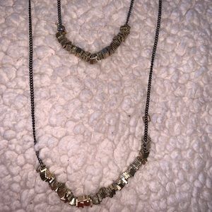 Dark brass chain w/metallic gold accent necklace